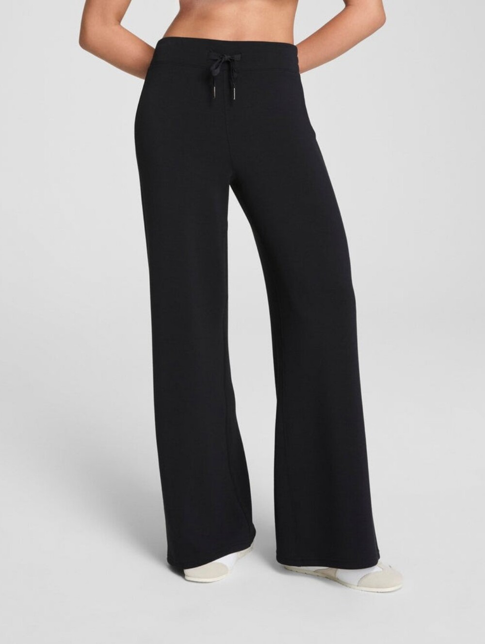 SPANX AirEssentials Wide Leg Pants Black Drawcord Waist Soft Knit Size XS